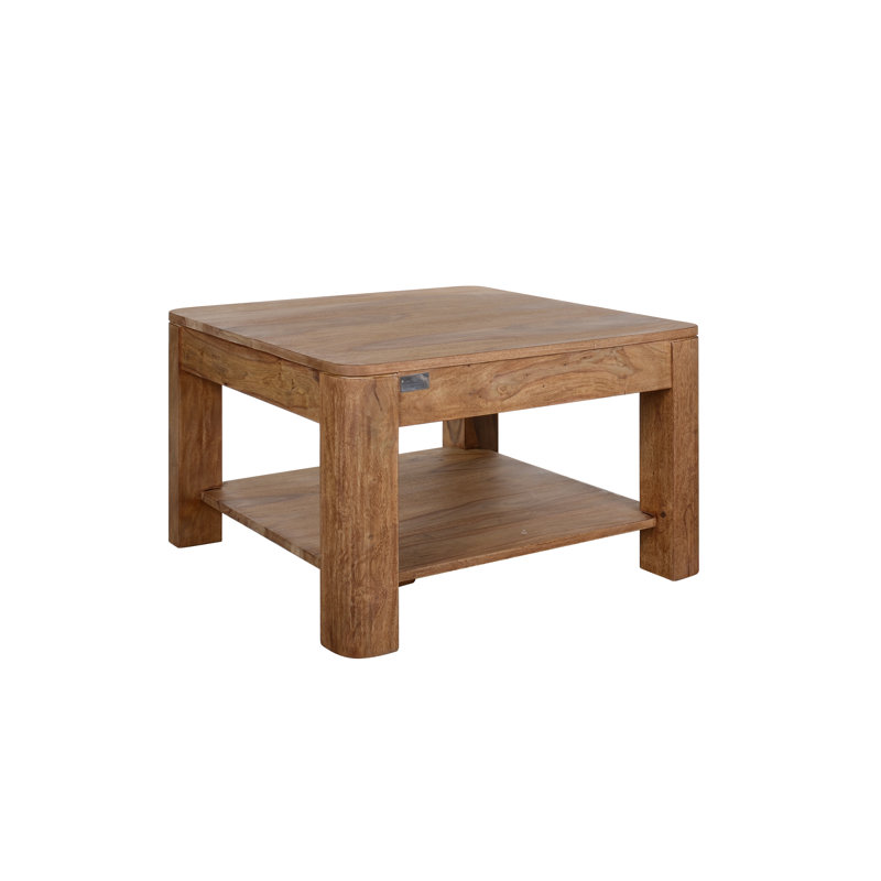 Gaven Solid Wood Four Leg Coffee Table, H45 x L70 x W70cm, Teak
