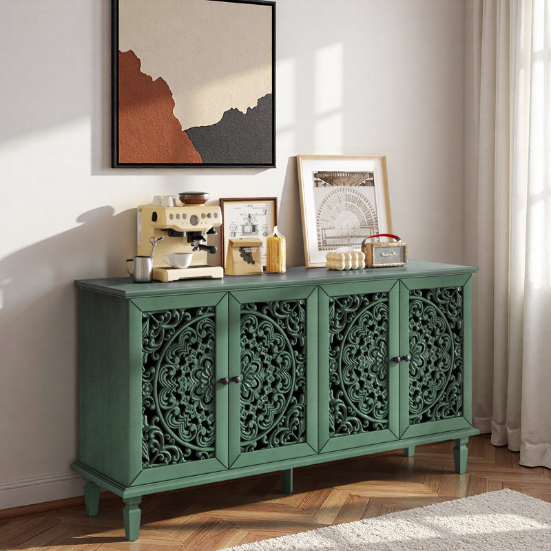 Buffet floral ajouré Floral, Vert antique
