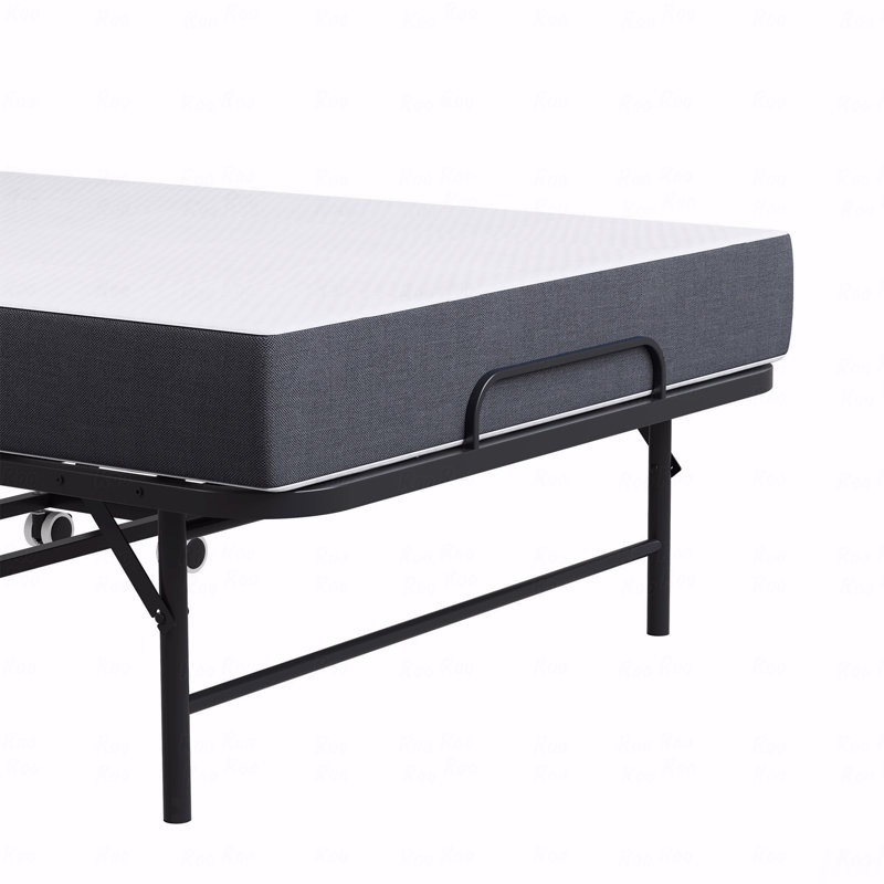 Cadre de lit simple, grand pliant de 75 po x 46 po pour les personnes de grande taille, très long et large escamotable avec mousse à mémoire de forme de 5 po, invité robuste d'une capacité de 450 lb, lit portable spacieux