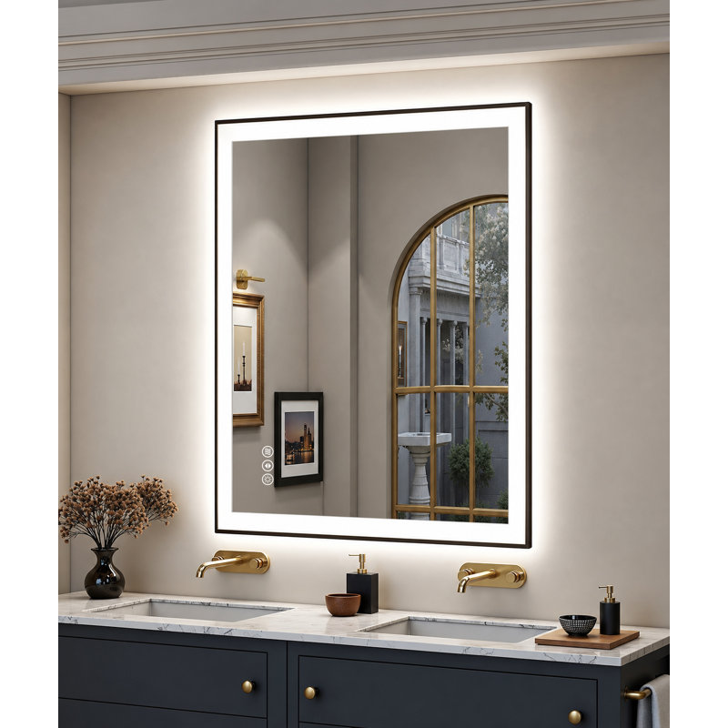  Lunara UL Certified Metal Framed Front Light & Backlit Memory LED Light Bathroom Vanity Mirror with 3 Year Warranty