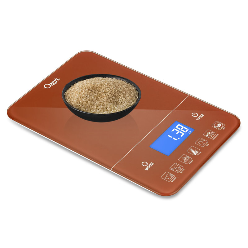 Balance de cuisine numérique en verre trempé 22 lb (10 kg) Ozeri Touch III, Ocre brûlé
