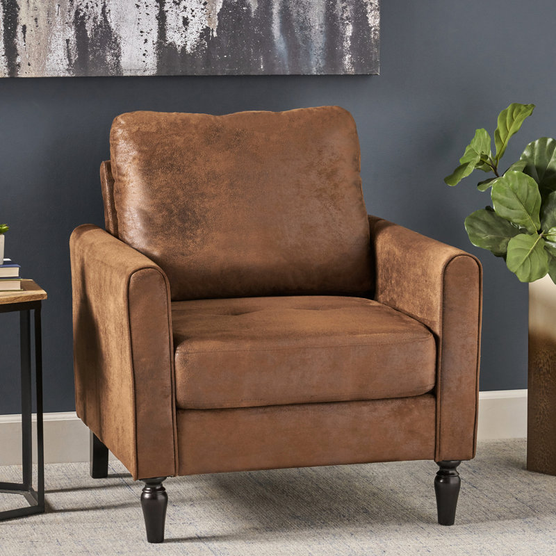 Fauteuil confortable - profil bas, courbé, noir mat, cadre en microfibre brune,