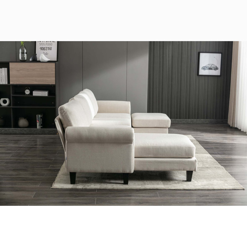 Canapés modulaires rembourrés 3 pièces Aindrea, 100 % lin