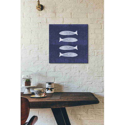 «Indigo Fish» par Linda Woods, art mural sur toile