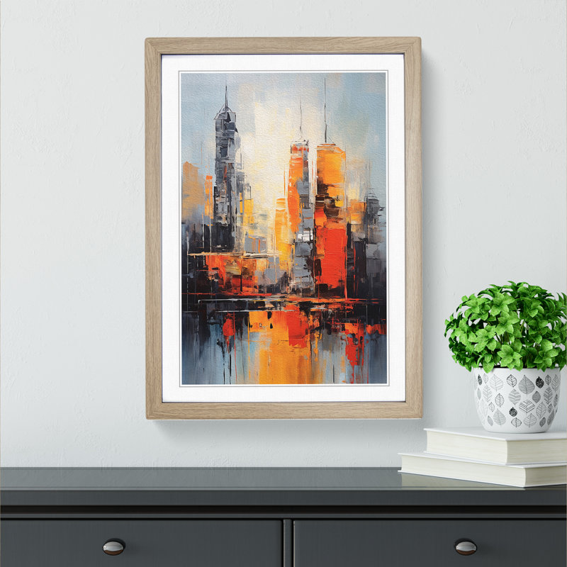Skyline Gestural 1 Piece Single Picture Frame Wall Art, 34cm H x 25cm W x 2cm D, Oak