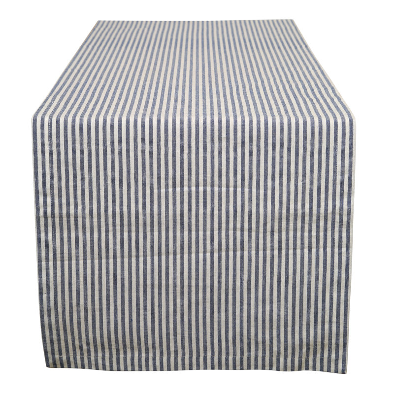 Lyndsay Stripes Cotton Table Runner, Blue