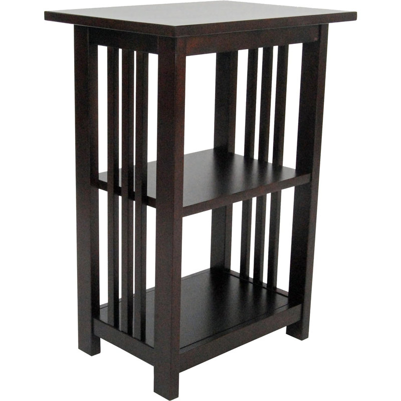 Kingsland 19" Wide Wooden Traditional Design Rectangular End Table With 2 Shelves, Espresso
