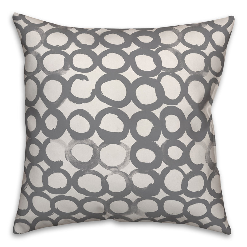  Ink Circles Throw Pillow, Grey, 20" x 20"