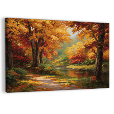 Fall Wall Art, Fall Pictures Wall Decor, Fall Canvas Wall Art Autumn Wall Art, Nature Wall Art, Fall Paintings Wall Decor, Pictures for Living Room Bedroom, 36" × 48"