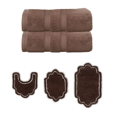 Ensemble de serviettes de bain et de tapis de bain 100% coton doux 2 pièces Talbert Collection