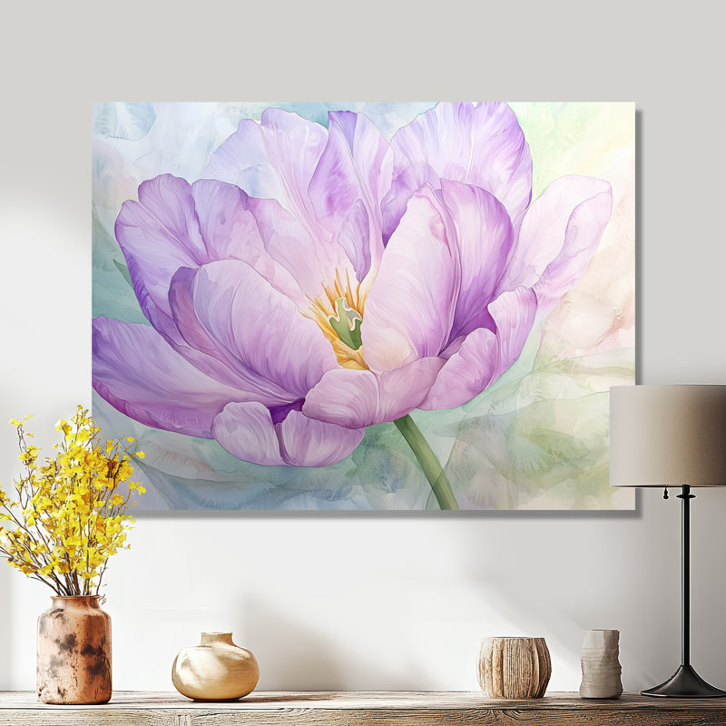 Fleur d'été de tulipe mauve II, H 12 po x l 20 po, Toile tendue, Ne s’applique pas