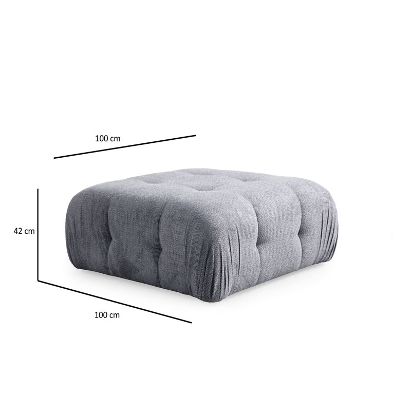 Élégant repose-pieds tuffet, tissu gris, 39,4 x 39,4 x 16,5 pouces | Structure durable en bois de hêtre et en bois aggloméré, rembourrage 100% polyester, 28 po. Parfait pour le salon ou la chambre à coucher, conception moderne avec pieds en plastique