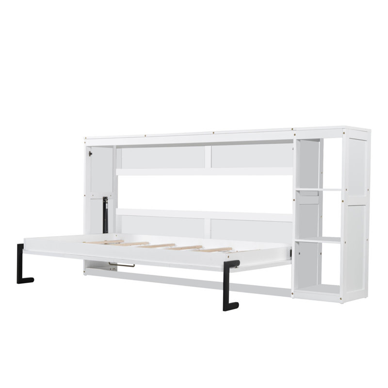 Murphy Bed with Bookshelf, Twin, White