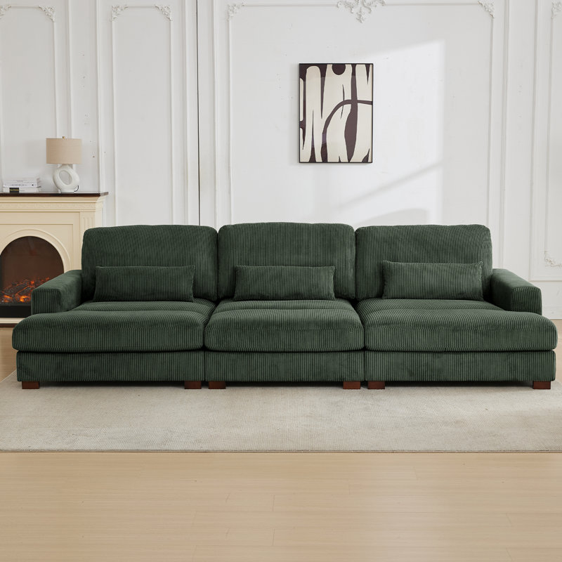 Canapé modulaire en velours côtelé 127,6 po, Vert