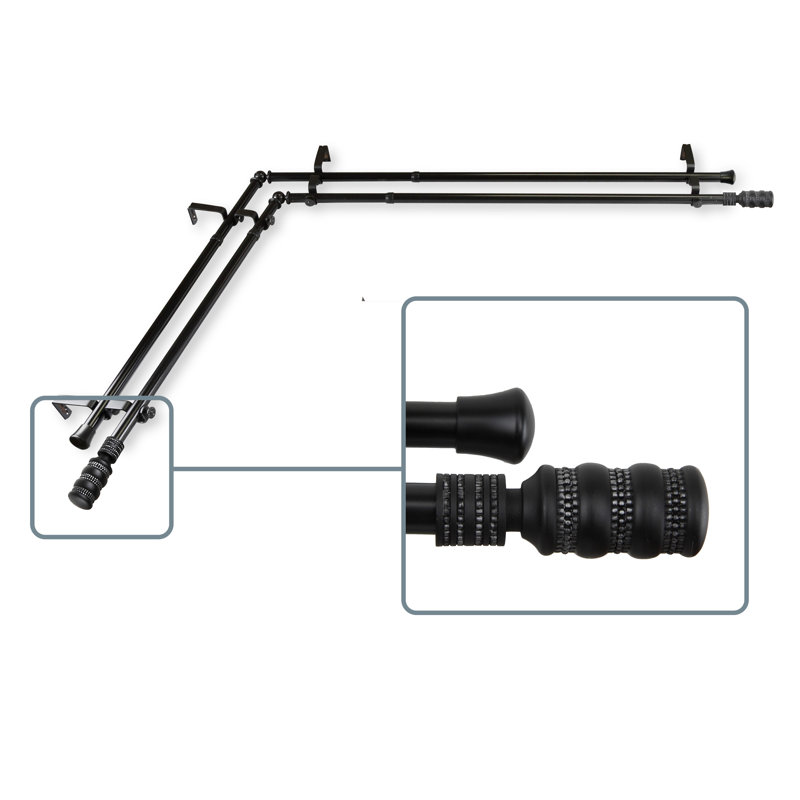 Tringle à rideaux double Parinaaz, Noir, L 66 po x l 120 po