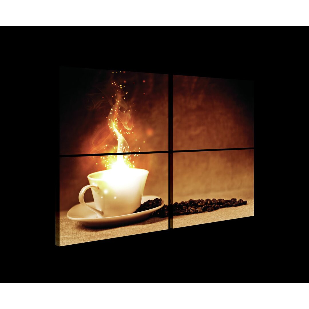 4-tlg. Leinwandbilder-Set Kaffee Mit Feuer