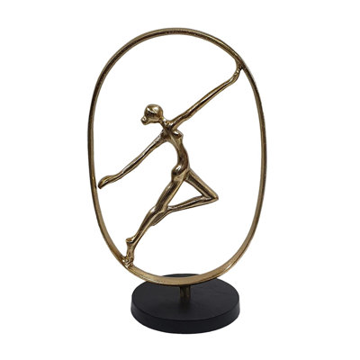 Sculpture figurine en aluminium - 10,5 x 7 x 18 po - Or