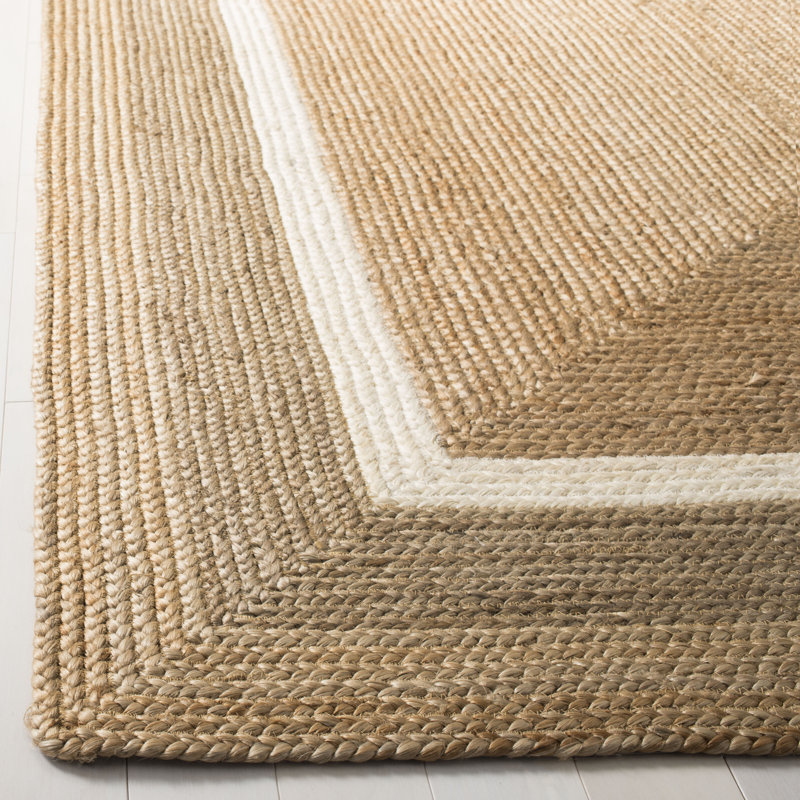 Tapis en jute tissé à la main avec envers en latex et coton Fogarty, Carré 6 pi