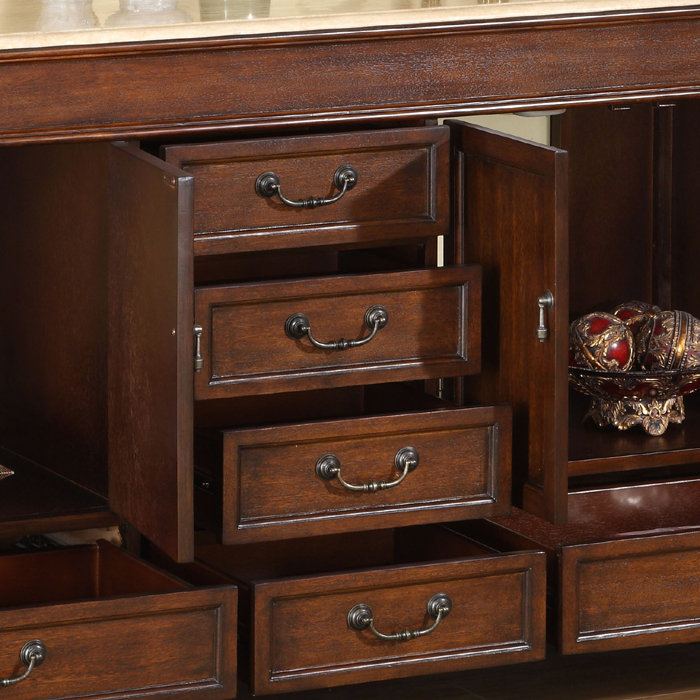 Ensemble de meuble-lavabo double 72 po Alberga, Pierre de travertin
