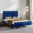 81.5" L Bright Blue Upholstered Bed With Soft High Headboard