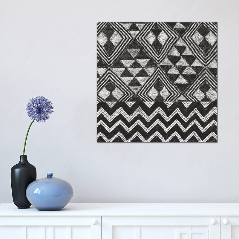 Kuba Cloth Mat II, BandW - Wrapped Canvas Print, 45.72 cm H x 45.72 cm W