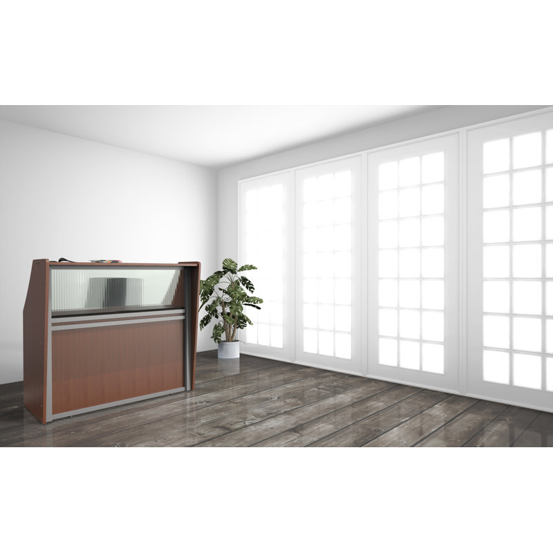 Bureau de réception rectangulaire en stratifié Corine 1, Cerisier