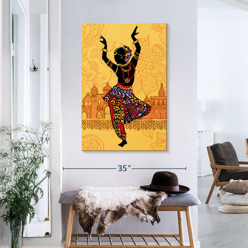 Danse classique indienne sur toile, H 36 po x l 24 po x P 1,25 po