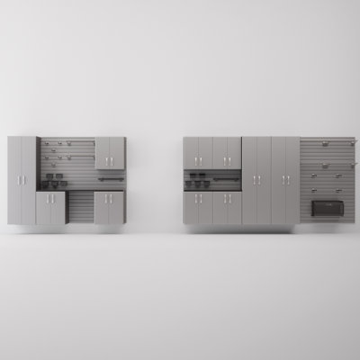 Flow Wall 12 Piece Deluxe Tall Cabinet Set - Silver