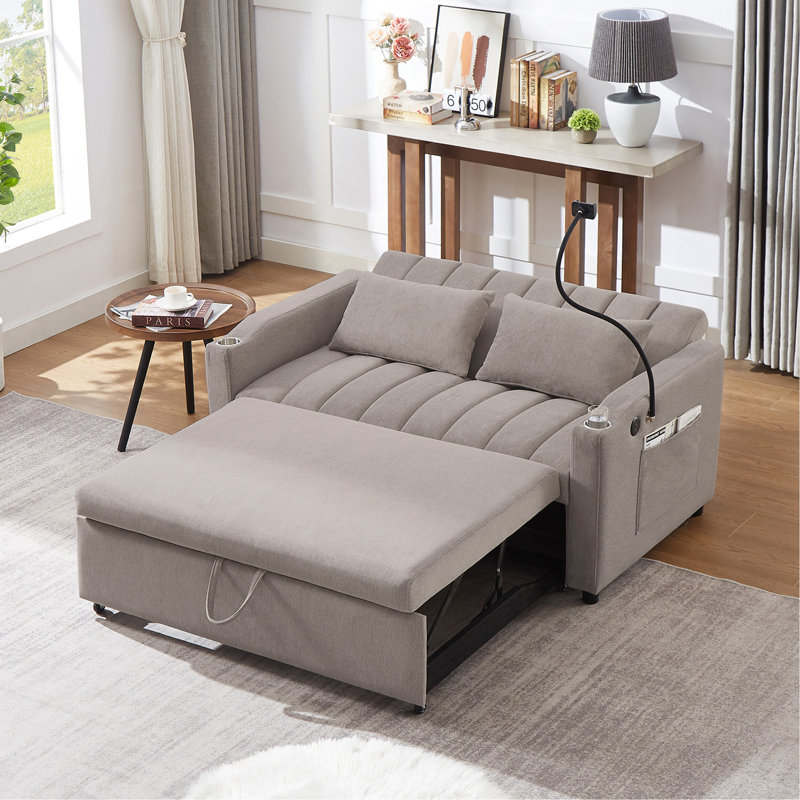 Canapé-lit convertible 55,9 po, Gris clair