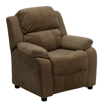 Degnan Deluxe Padded Contemporary Kids Recliner with Storage Arms