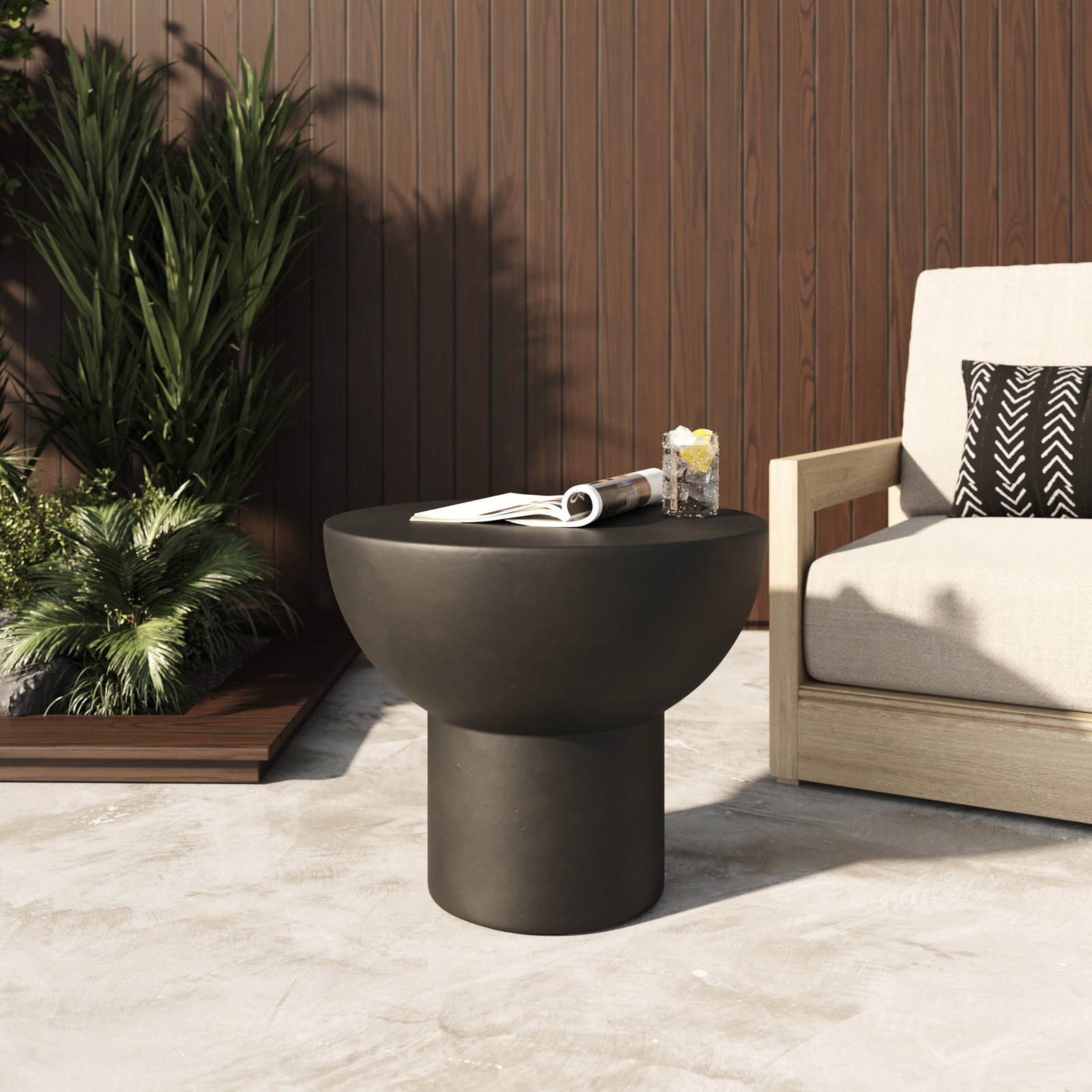 Hendricks 22" Patio Side Table, Black