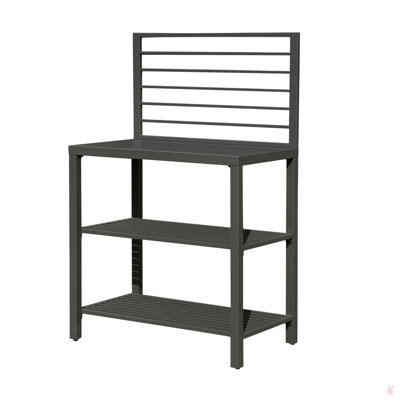 Outdoor Kitchen Island With Storage, Aluminum Kitchen Storage Island Kitchen Food Prep Table With Double Storage Rack, Freestanding Bar Center With Pr by Hokku Designs