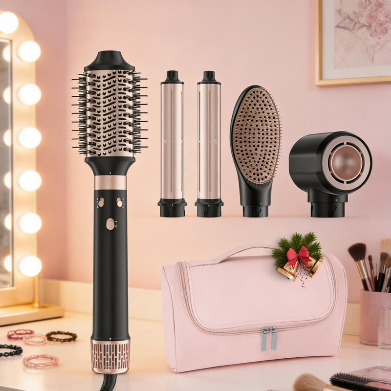 5 en 1 Hot Air Styler Wrap Dryer Hair Brush Dual Voltage, Noir