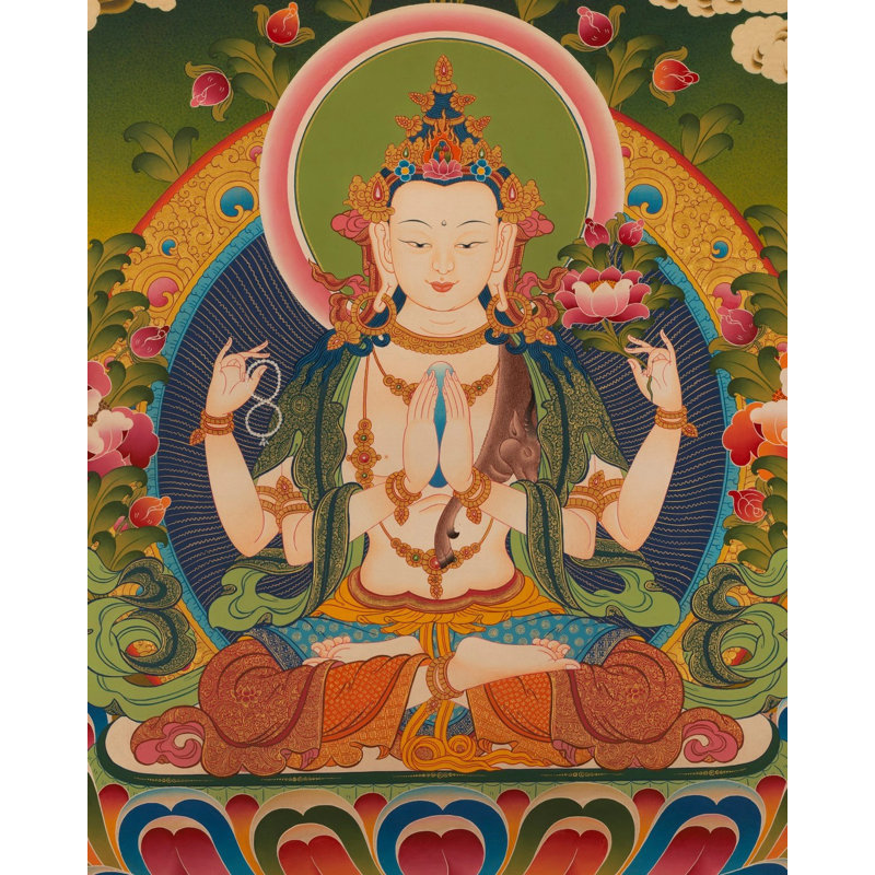 Chengrezig | Avalokiteshvara Thangka (Thangka sans brocart)