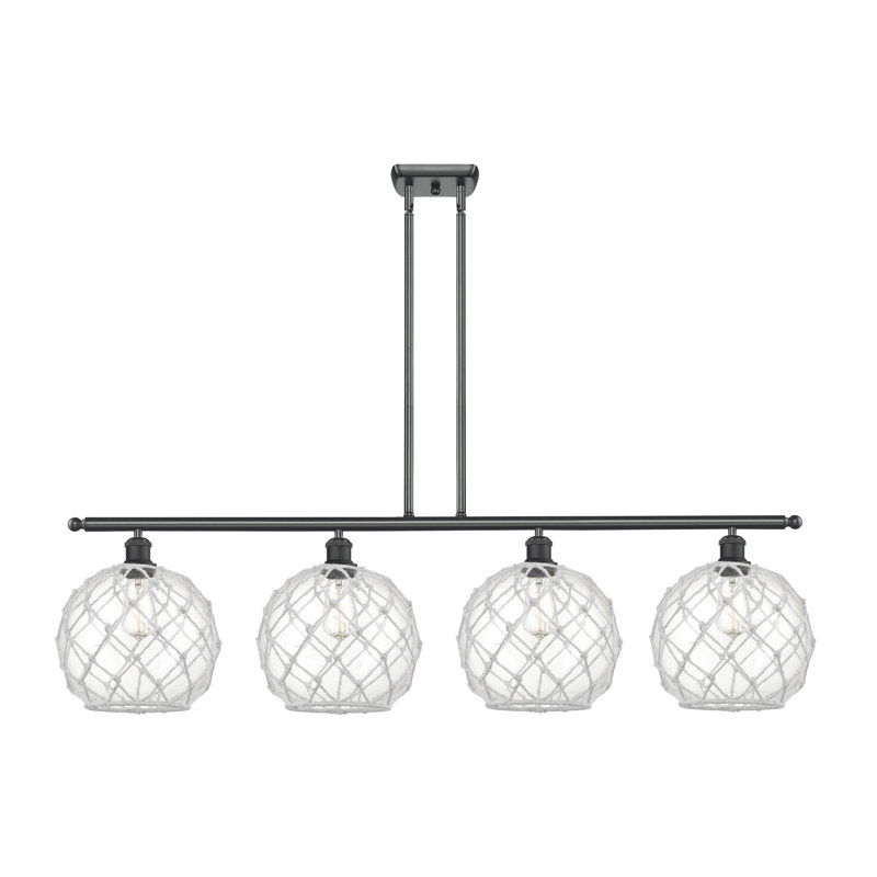 Luminaire suspendu linéaire à 4 lumières pour îlot de cuisine Hilderbrand, Brun mat, Ampoule non incluse