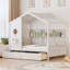 Lit double en bois avec 2 tiroirs, lit pour enfant avec tablette de rangement, blanc-1156418756