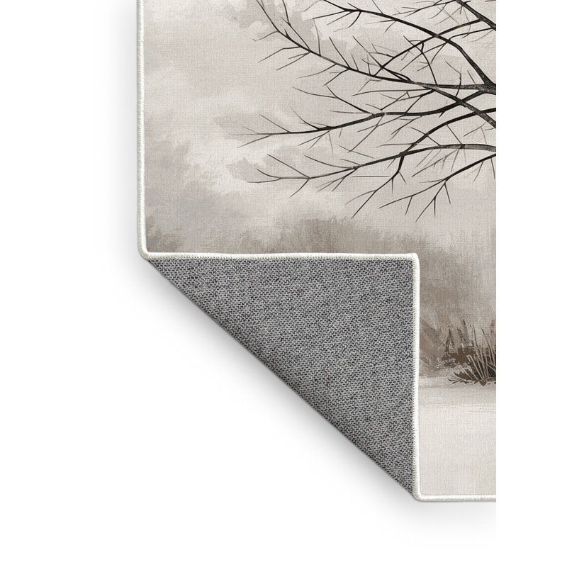 Machine Washable Dyal Christmas Modern & Contemporary Abstract Rug in Gray – White Binding, 7x9