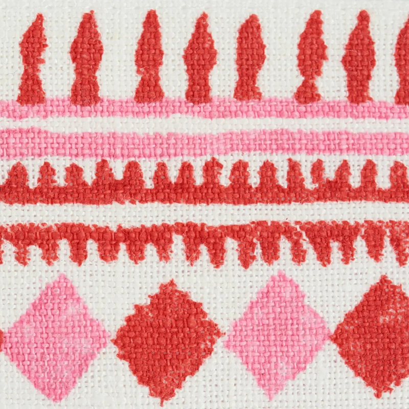 Toula Linen Fabric, Red/Pink