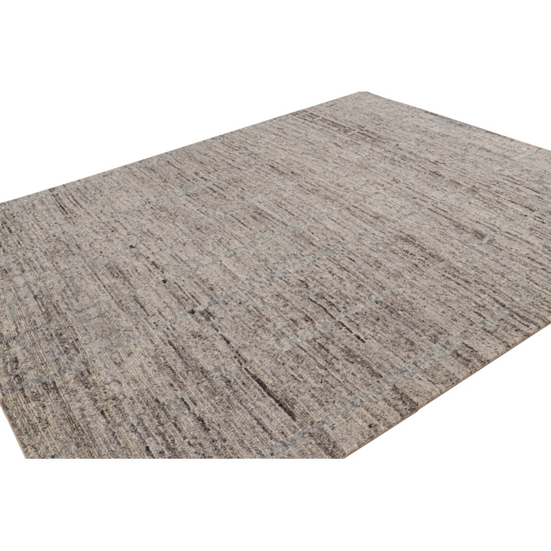 Moroccan Hand Knotted Wool Area Rug, Rectangle 4' x 5'