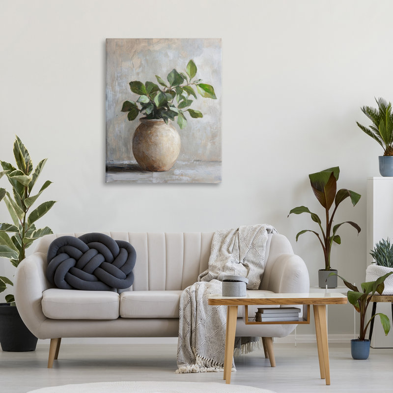 Toile de plante verte en pot, design par Petal Prints Design, H 40 po x l 30 po