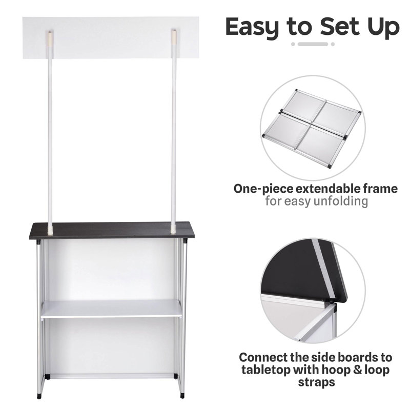 Freestanding Popup Promotional Counter Table Booth Portable Demo Display Banner Stand Tradeshow Countertop Aluminum Frame