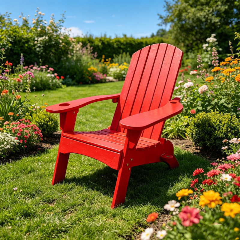 Fauteuil Adirondack Ehomexpert Populus, 1, Red