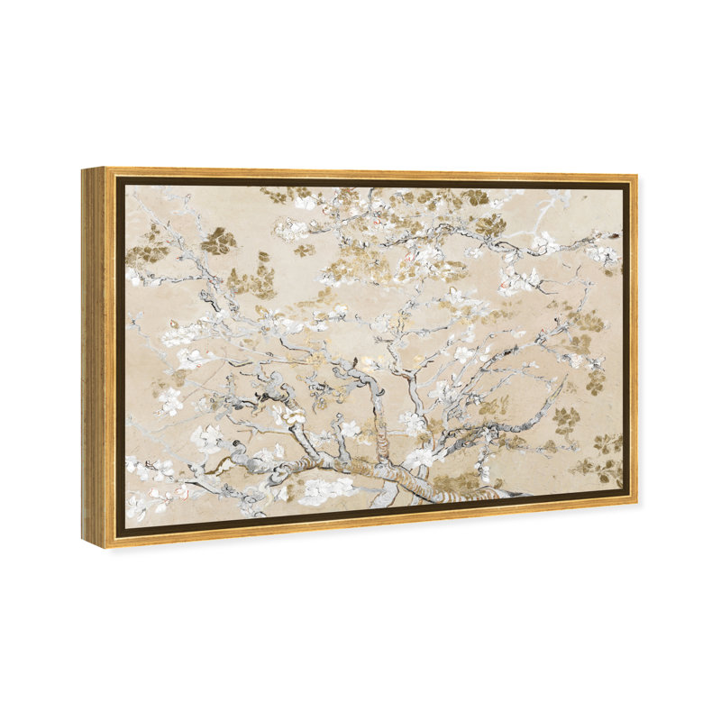 « Van Gogh in Golden Blossoms Inspiration », reproduction d'art graphique sur toile, H 36 po x l 54 po, Impression encadrée