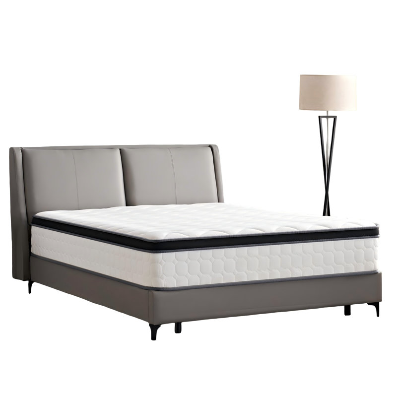 Grand matelas à ressorts ensachés de 12 po, mi-ferme avec mousse viscoélastique imprégnée de gel, support pour la colonne vertébrale et isolement par mouvement. | Idée de cadeau