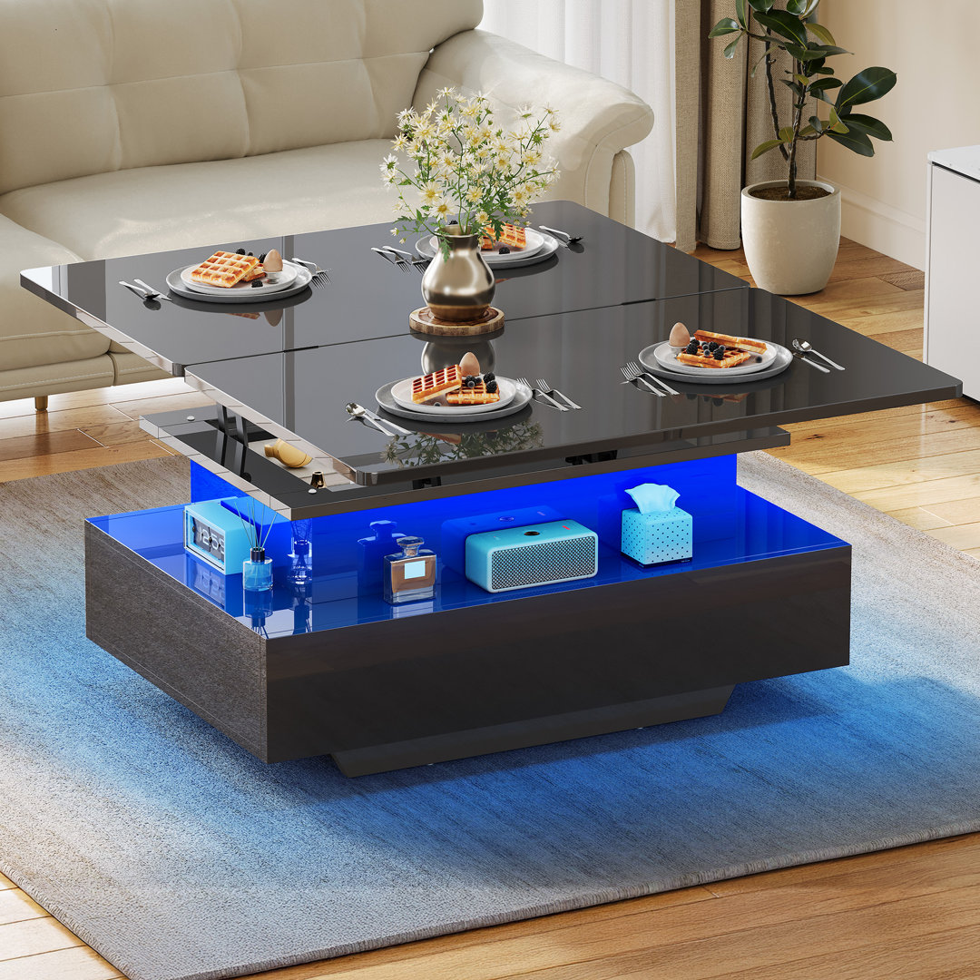 Lift Top Floor Shelf Coffee Table with Storage