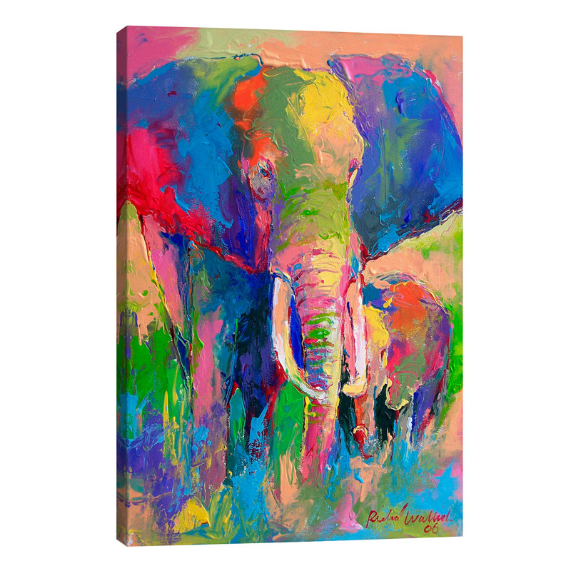 Elephant by Richard Wallich - Painting on Canvas, 66.04 cm H x 45.72 cm W x 1.91 cm D, No Frame
