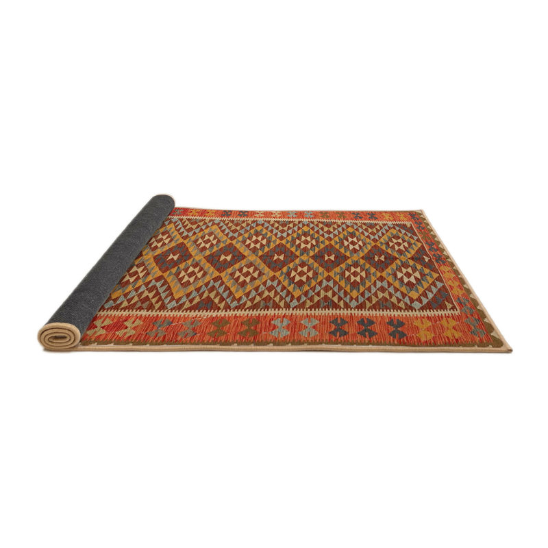 Tapis de zone orange/brun contemporain Baboquivari, Carré 5 pi