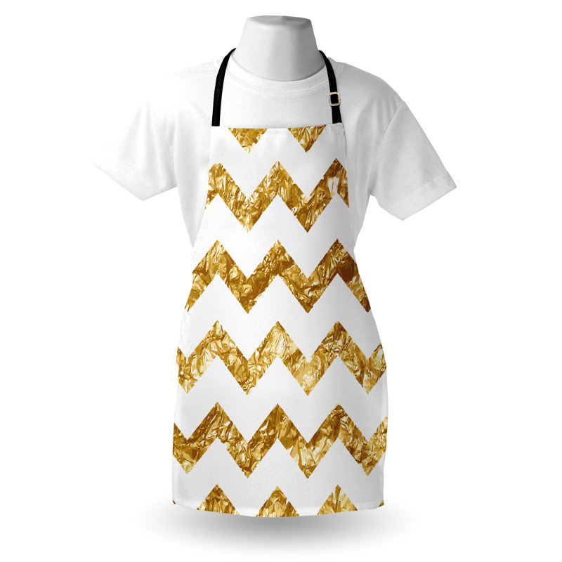 Tablier à chevrons East Urban Home unisexe, motif zigzag moderne, adulte, café