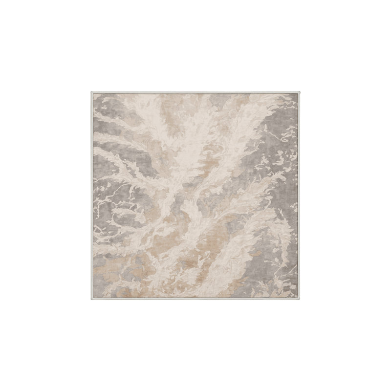 Machine Washable Beige Area Rug, Square 3'