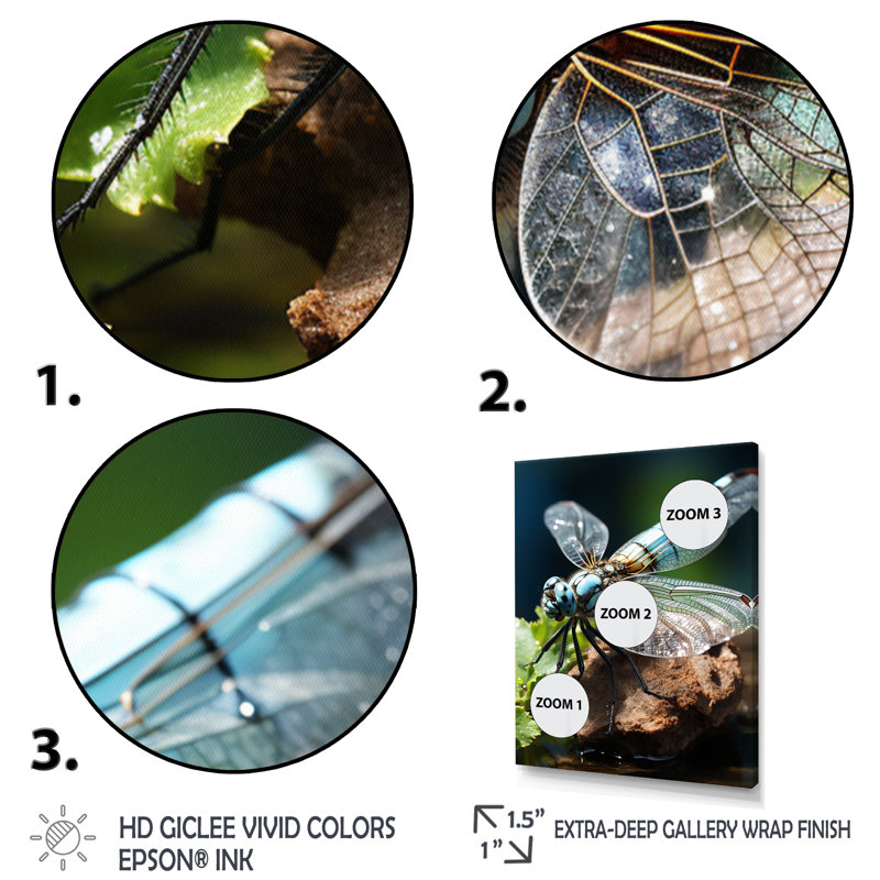 Libellule blanche, vol d'insectes - animaux, impressions sur toile, Cadre flottant blanc, H 20 po x l 12 po x P 1 po